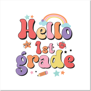 Hello First Grade Team 1st Grade Back to School Teacher Kids Posters and Art